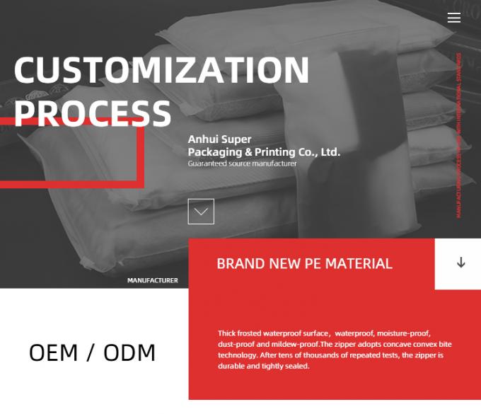 ขนาดที่กําหนดเอง กระเป๋าสะพาย Zipper CPE กระเป๋าสะพาย Packaging Frosted Matte With Ziplock Closure สําหรับการจัดส่ง 3