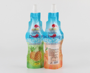 ถุง Doypack พิมพ์แบบกำหนดเองขวดเครื่องดื่มรูปหัวฉีดอลูมิเนียมฟอยล์ยืนขึ้นพวยกระเป๋า