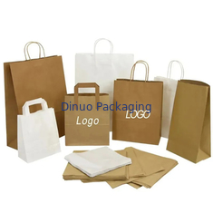 รีไซเคิลการช้อปปิ้ง กระเป๋ากระดาษสีน้ําตาล Kraft กระเป๋ามือเรียบ กระเป๋าบรรจุอาหาร