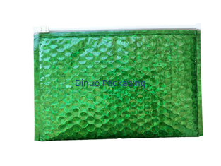 กันน้ำถุงฟองซิป / สีเขียวเมทัลลิมันวาวโฮโลแกรม 300x250mm Ziplock ฟอยล์จดหมายฟอง