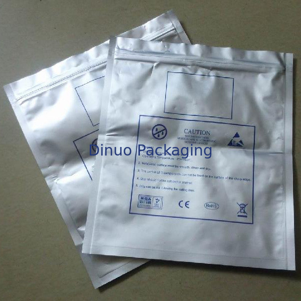 500PCS ESD Shielding Bags Zip Lock / Open Top Silver สำหรับการป้องกันไฟฟ้าสถิตย์