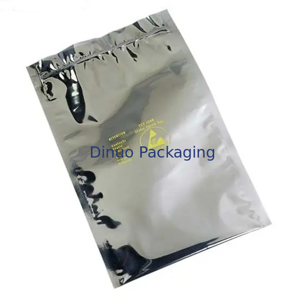 500PCS ESD Shielding Bags Zip Lock / Open Top Silver สำหรับการป้องกันไฟฟ้าสถิตย์