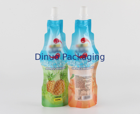 ถุง Doypack พิมพ์แบบกำหนดเองขวดเครื่องดื่มรูปหัวฉีดอลูมิเนียมฟอยล์ยืนขึ้นพวยกระเป๋า