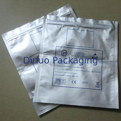 500PCS ESD Shielding Bags Zip Lock / Open Top Silver สำหรับการป้องกันไฟฟ้าสถิตย์