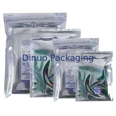 ถุงซิปล็อคป้องกันไฟฟ้าสถิต ESD สีเงิน / เปิดด้านบน 0.03 - 0.15 มม. ความหนา
