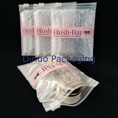 ทนต่อแรงกระแทกได้หลายครั้ง PVC ชัดเจน Ziplock Zipper Bubble Bag Custom Makeup คอสเมติก แพคเกจ