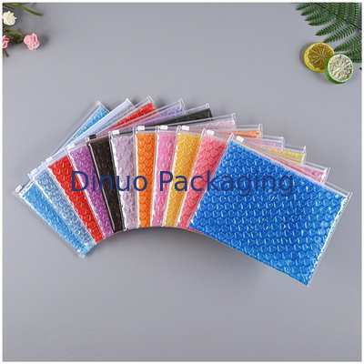 พลาสติก PVC ปลาสติก Bubble Padded Zip Lock กระเป๋าแต่งหน้าเครื่องสําอาง Zipper Bubble Mailer