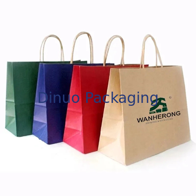 รีไซเคิลการช้อปปิ้ง กระเป๋ากระดาษสีน้ําตาล Kraft กระเป๋ามือเรียบ กระเป๋าบรรจุอาหาร