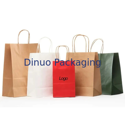 รีไซเคิลการช้อปปิ้ง กระเป๋ากระดาษสีน้ําตาล Kraft กระเป๋ามือเรียบ กระเป๋าบรรจุอาหาร