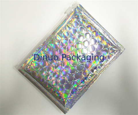 ที่กำหนดเองจดหมายฟองอากาศโฮโลแกรมสีมันวาวด้วยการปิด Ziplock รีไซเคิลได้
