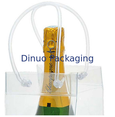 ถุงพลาสติก PVC ใสถุงหิ้ว PVC แบบกำหนดเองสำหรับบรรจุไวน์แดง