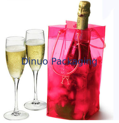 ถุงน้ำแข็งพลาสติกใส PVC กันน้ำพร้อมหูหิ้วเป็นมิตรกับสิ่งแวดล้อม
